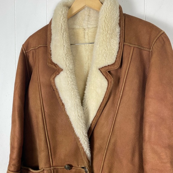 Vintage Ardney Authentic Shearling Lined Genuine Leather Double Breasted Coat - Picture 3 of 10
